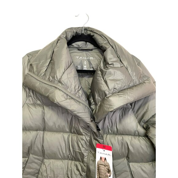 Tahari Erika Quilted Puffer Green Jacket Winter Coat Size Medium NWT - Picture 3 of 6